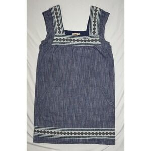 Faherty Hailee Mini Blue Jacquard Organic Cotton Dress Women's Size XS